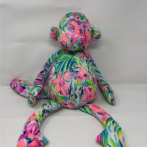 Lilly Pulitzer Johnny B Monkey Colorful Floral Plush Monkey Toy 100% Polyester